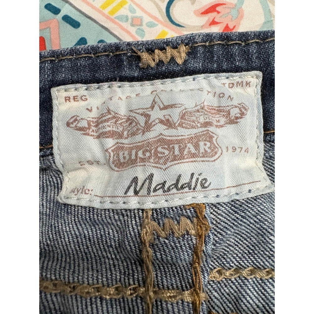 Big Star Maddie Low Rise Bootcut Jeans Dark Wash Contrast Stitch Size 29 - Picture 2 of 14